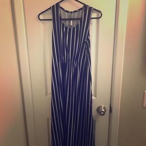 Casual dress blue white striped